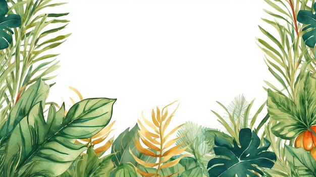 beautiful watercolor green leaves background generative AI