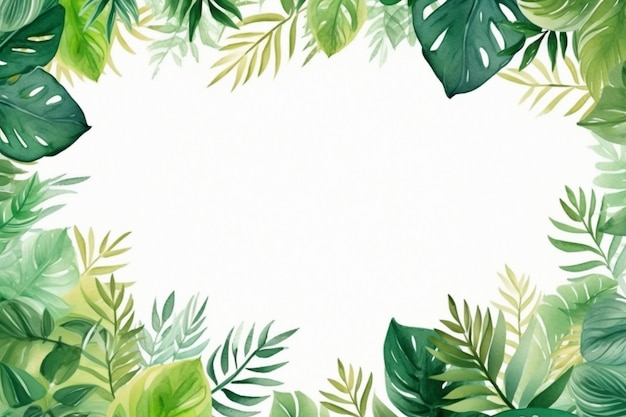 Beautiful Watercolor Greenery Leaf Background