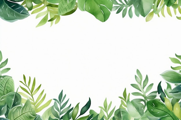 Beautiful Watercolor Greenery Leaf Background