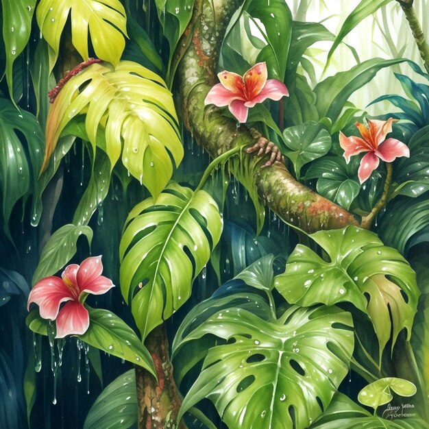 beautiful watercolor paintings of nature background ai generative