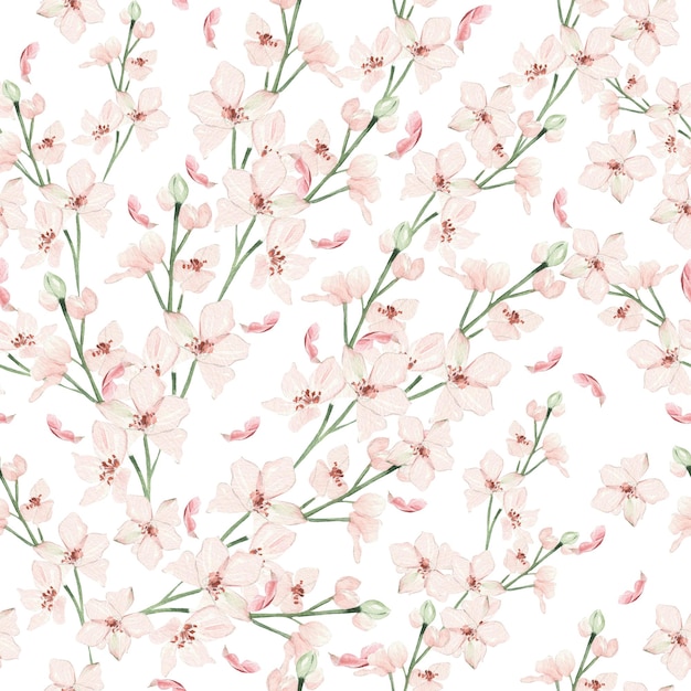 Photo beautiful watercolor seamless pattern with rose hip flowers and leaves. illustration.