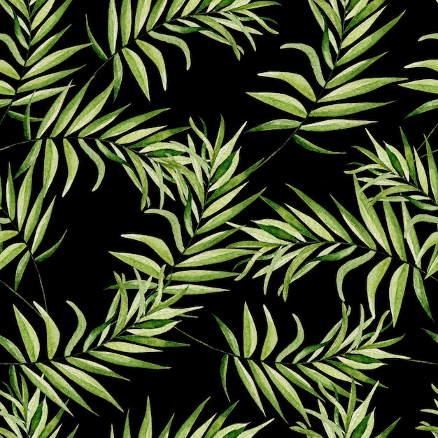 Красивая акварель бесшовные тропические джунгли цветочный узор фона с пальмовыми листьями Иллюстрация
