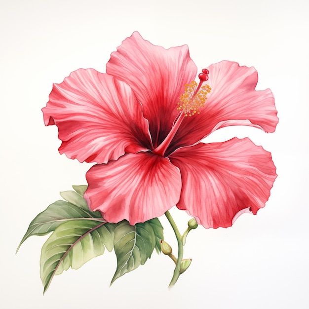 Beautiful watercolour drawing of hibiscus flower