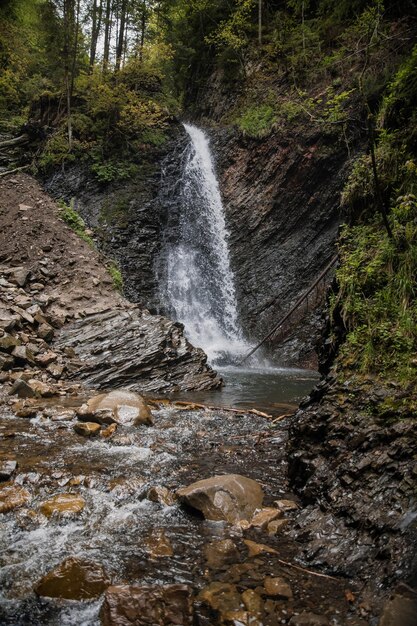 Beautiful waterfall on Carpathian mountains