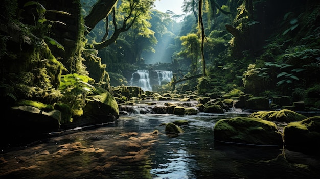 Beautiful waterfall in deep forest