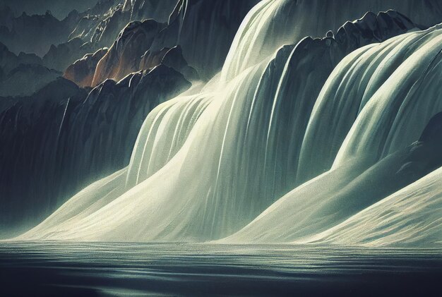 美しい滝 幻想的で壮大な魔法の風景 夏の自然 ミスティックバレー