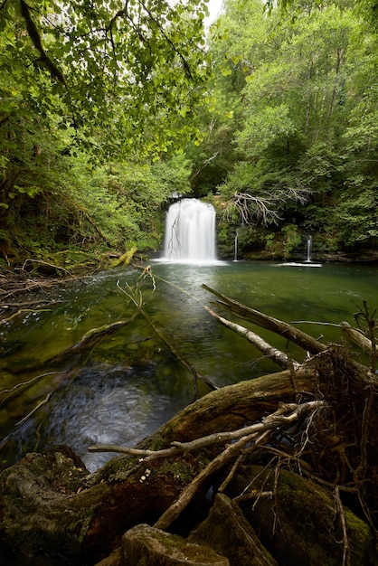 Красивый водопад, спрятанный в отдаленной части Галисии, Испания.