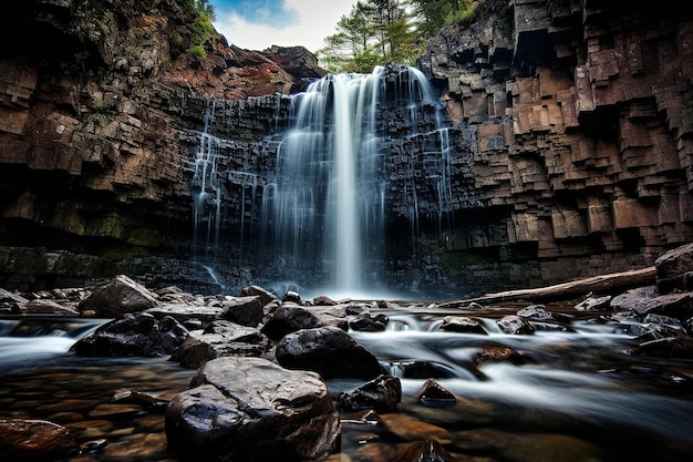 beautiful waterfall in jungle landscape photography