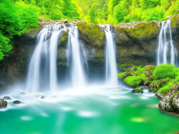 Beautiful waterfall landscape ai generated