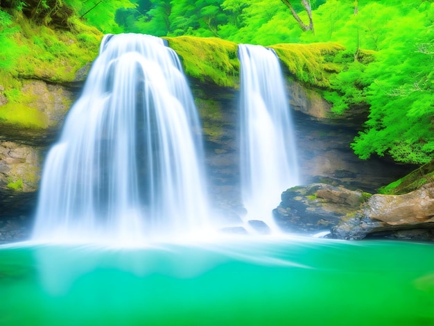 Beautiful waterfall landscape ai generated