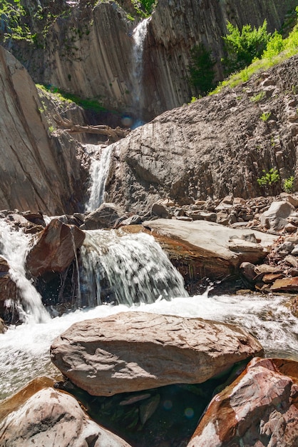 Beautiful waterfall in the mountains