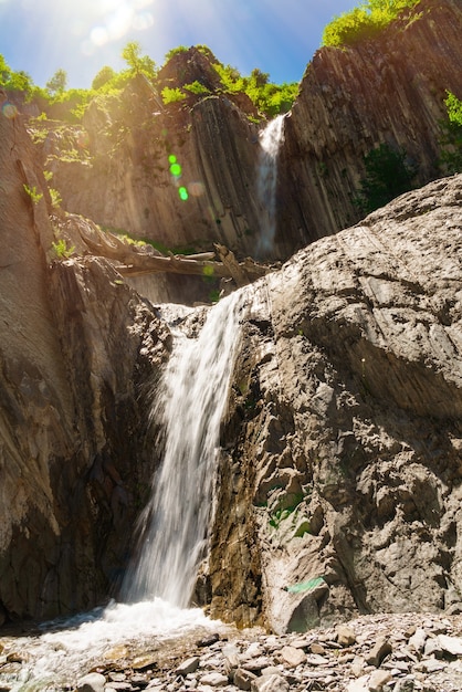 Beautiful waterfall in the mountains