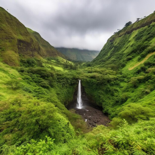 Beautiful waterfall panoramic view