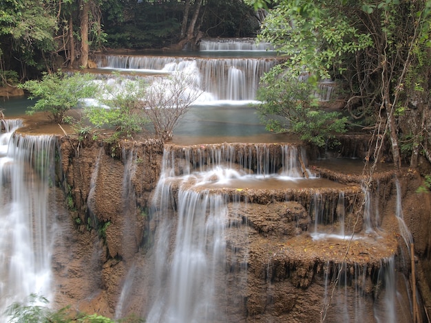 Beautiful Waterfall in Srinakarin Dam National Park , Kanchanaburi Province, Thailand  