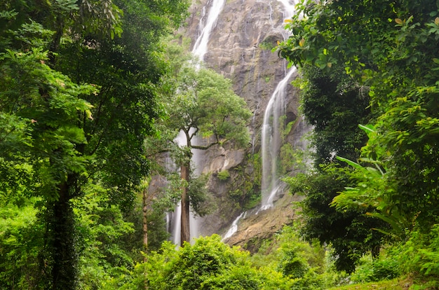 태국 열 대 숲에서 아름 다운 폭포
