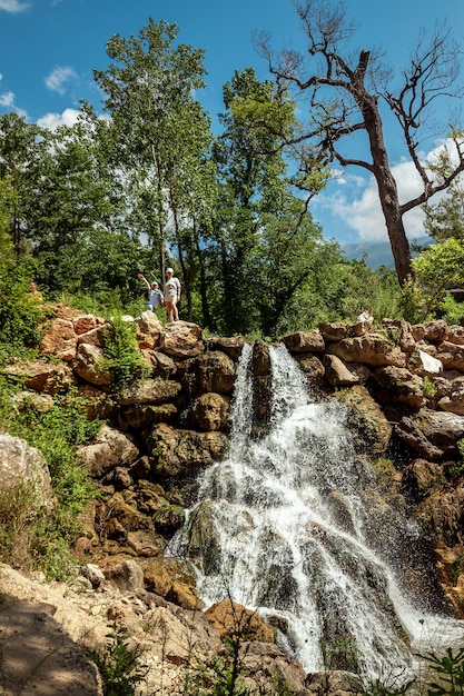 Beautiful waterfall, untouched nature, beautiful view.