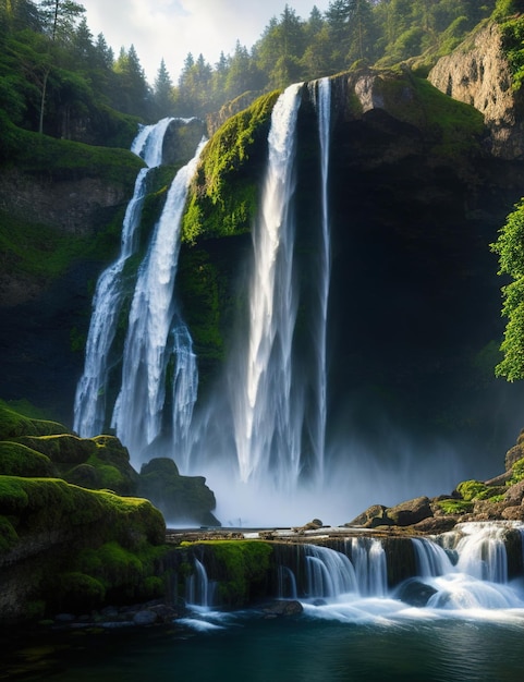 Beautiful waterfalls landscape