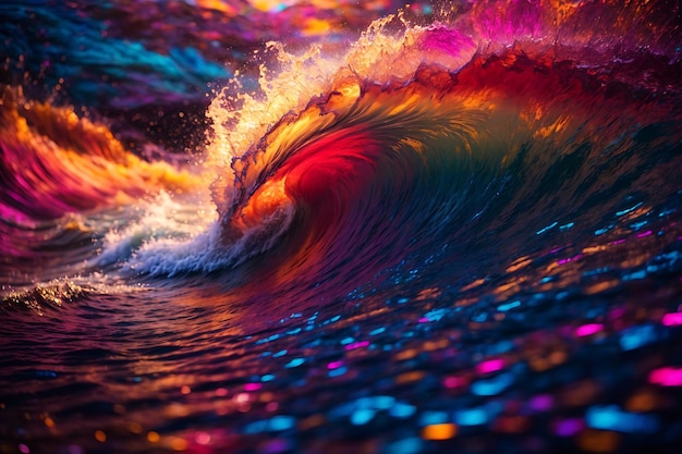 Beautiful wave in the ocean Colorful abstract background