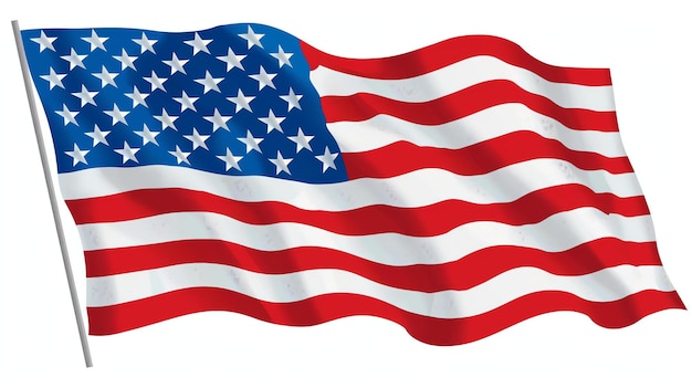 A beautiful waving American flag The flag has 13 stripes 7 red and 6 white to represent the original 13 colonies