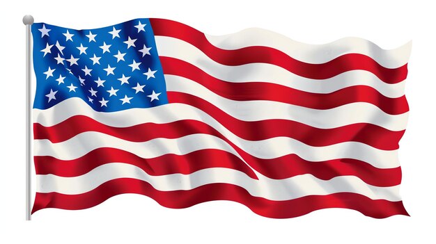 A beautiful waving American flag The flag is blowing in the wind and has a soft silky texture The colors are vibrant and bright