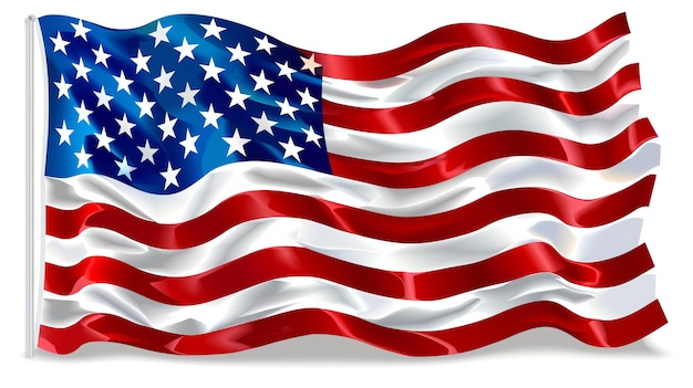 A beautiful waving American flag The flag is blowing in the wind and has a soft silky texture The colors are vibrant and bright