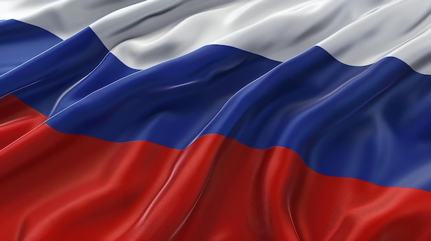 A beautiful waving Russian flag The flag is blowing in the wind and has a nice detailed texture The colors of the flag are bright and vibrant