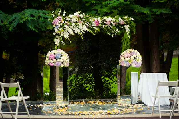 Beautiful wedding arch before ceremony