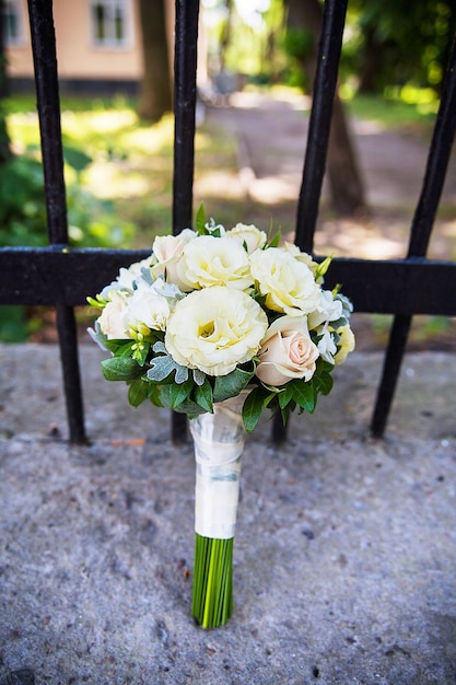 Beautiful wedding bouquet in bright and gentle colors