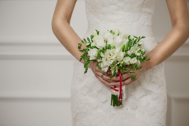 Beautiful wedding bouquet in hands