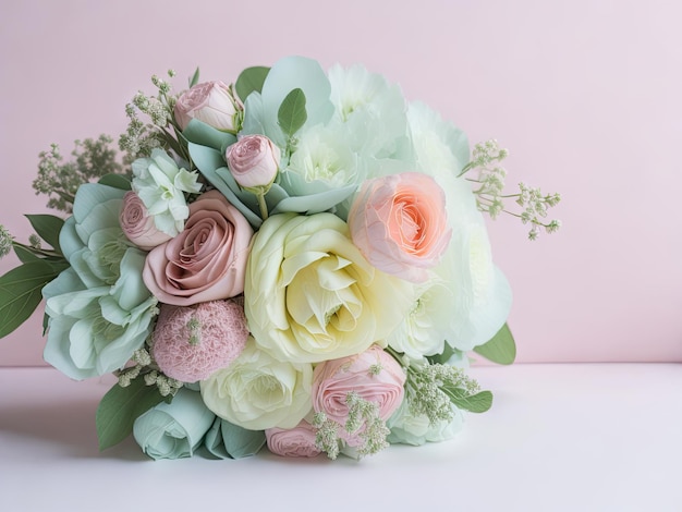 Beautiful wedding bouquet in pastel colors ai generative