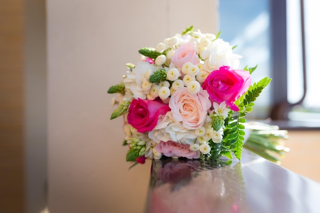 A beautiful wedding bouquet of roses