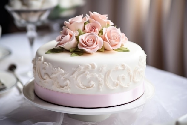 装飾的なアイシングが付いた美しいウェディングケーキ