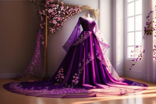 New Wedding Ceremony Stylish Dark Purple Gown. So, Customer can buy their bridal  gown.