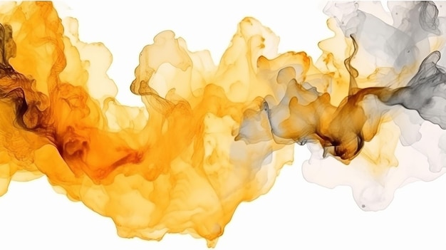 Beautiful wedding golden alcohol ink on white isolate Generative AI