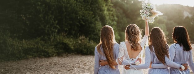 Foto bellissimo banner panoramico per matrimonio