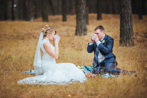 Beautiful  Wedding photosession on nature