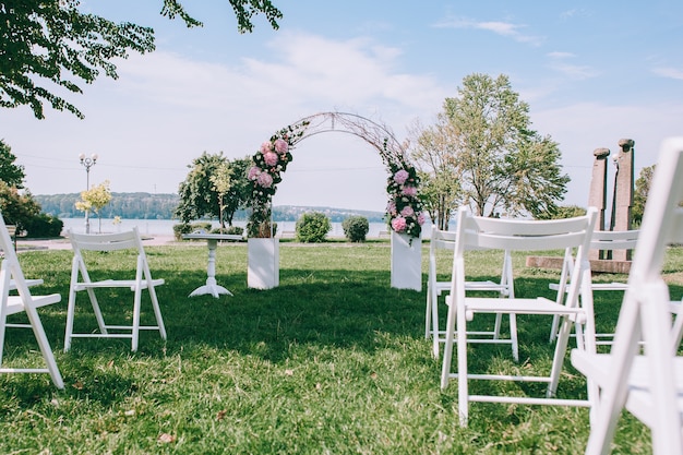 Beautiful wedding set up. Wedding ceremony