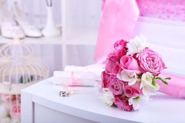 Beautiful wedding still life with  bouquet