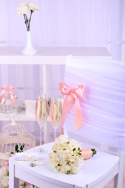 Beautiful wedding still life with  bouquet