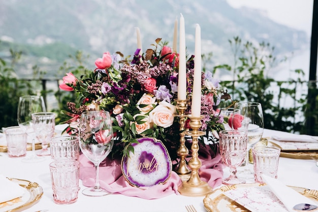 Beautiful wedding table decoration and floristics