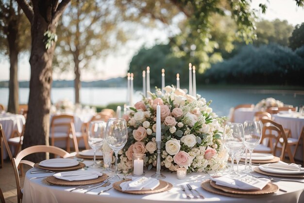 Beautiful wedding table outdoors