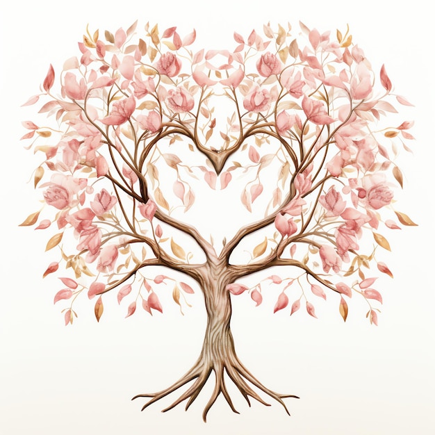 beautiful wedding tree in a boho style clipart illustration