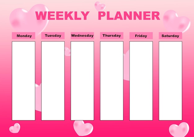 Photo beautiful weekly planner school timetable education can be used as an organizer or calendar