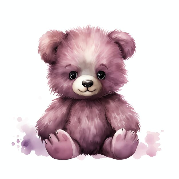 Beautiful werewolf teddy pink teddy bear watercolor clipart illustration