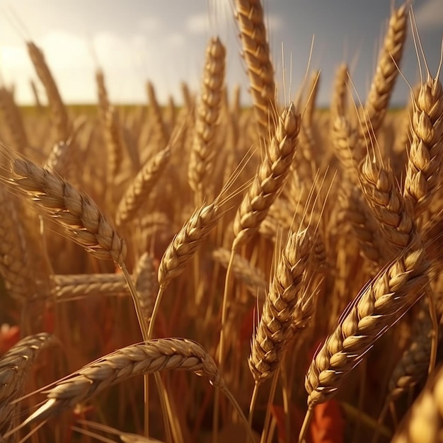 Красивое пшеничное поле, золотые натуральные спелые изображения Генеративный AI