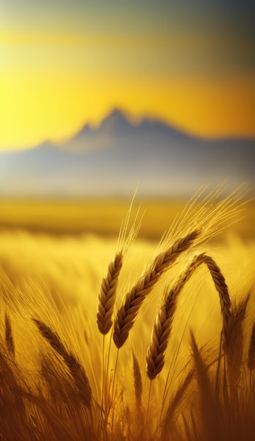 A beautiful wheat field in the sunset generative ai