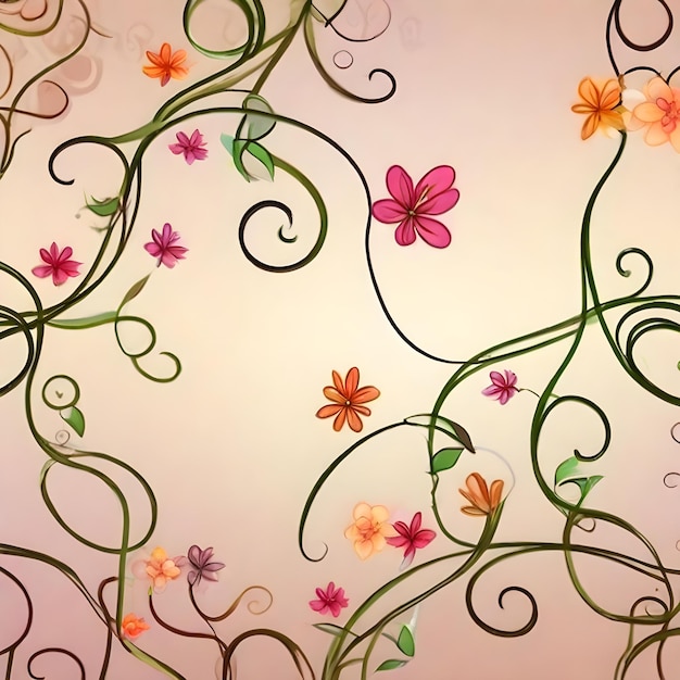 Beautiful Whimsical flower vines weaving together enchanting backdrop AI Generate image