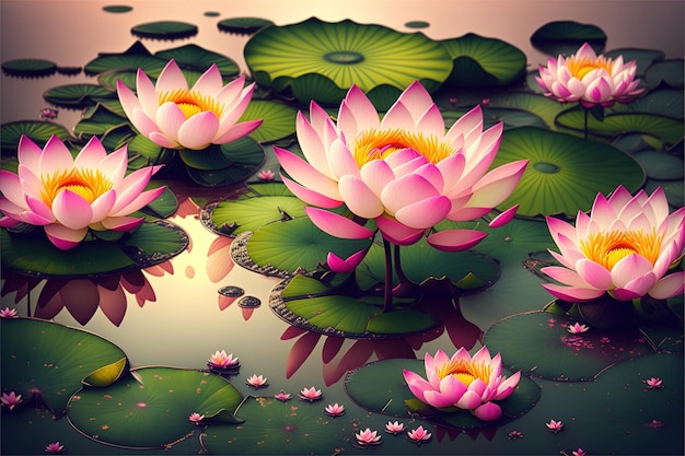 Beautiful whit lotus flower in nature for background