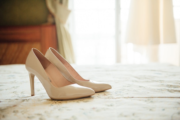 Beautiful white bride shoes