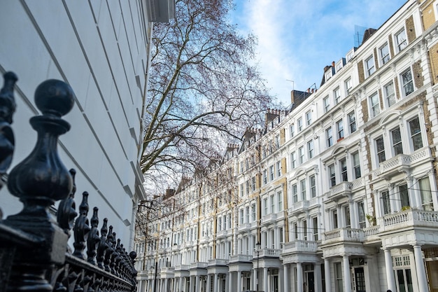 Beautiful white building in Kensington, London, UK